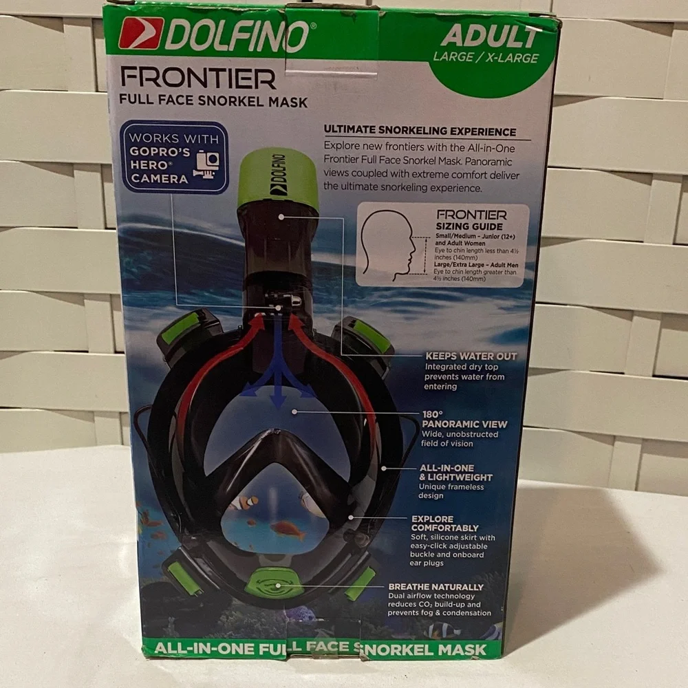 Dolfin Black and Green Snorkel Mask